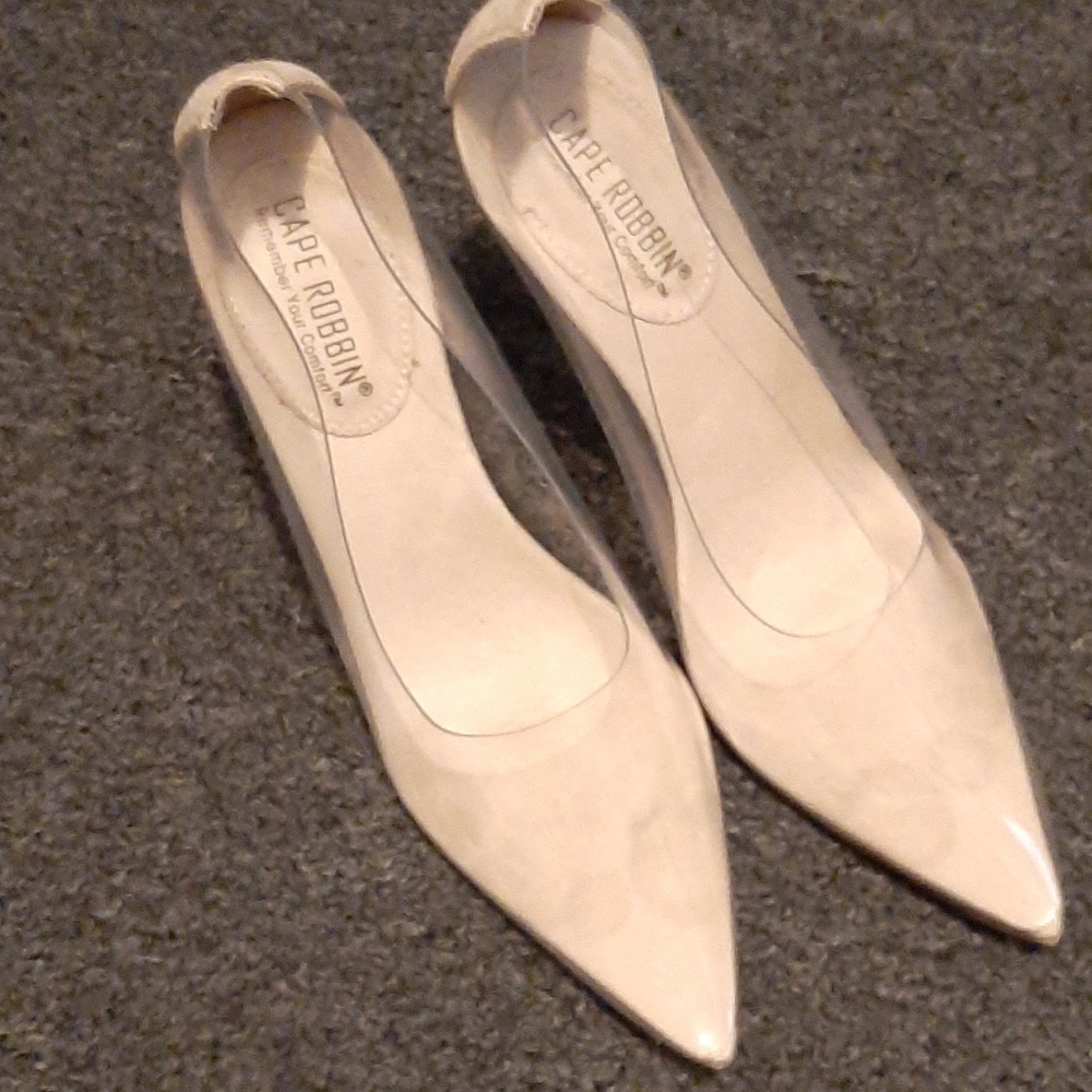 Nude clear heels